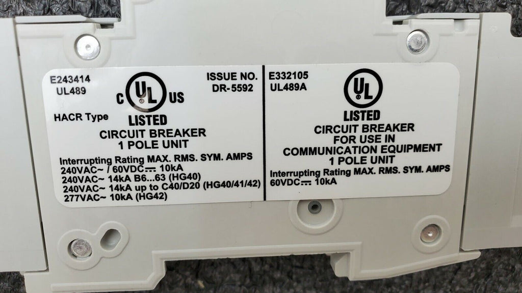 SIEMENS 5SJ4110-7HG41 Circuit Breaker 5SJ41, 10A, 240 V, 50/60Hz Type HSJ 1-Pole