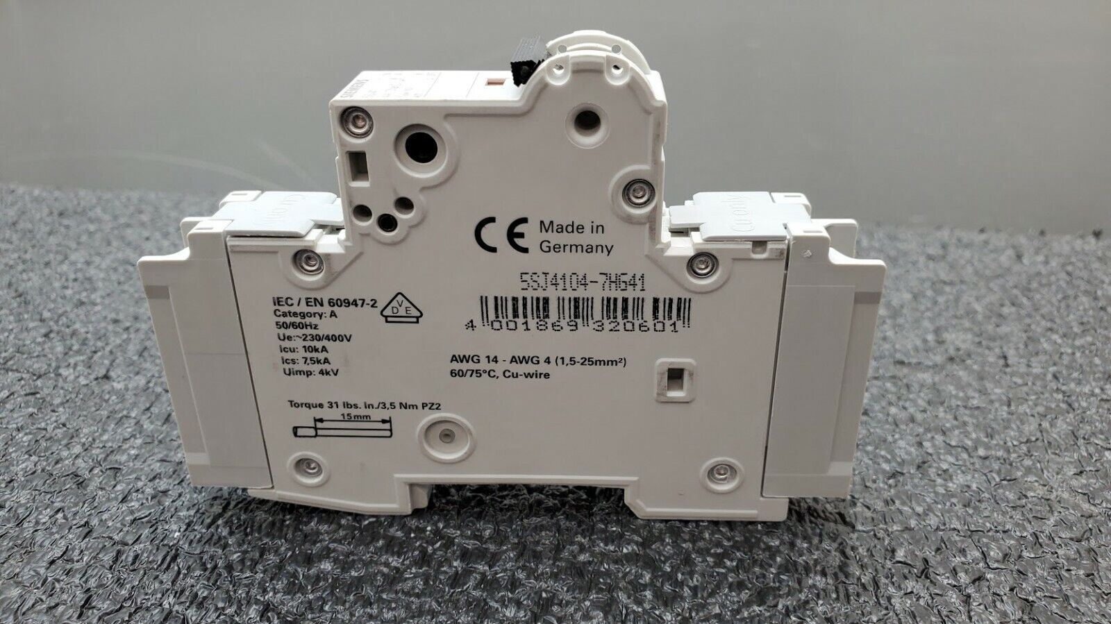 SIEMENS 5SJ4104-7HG41 Circuit Breaker 5SJ41, 4A, 240 V, 50/60Hz Type HSJ 1-Pole