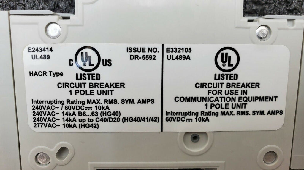 SIEMENS 5SJ4104-7HG41 Circuit Breaker 5SJ41, 4A, 240 V, 50/60Hz Type HSJ 1-Pole