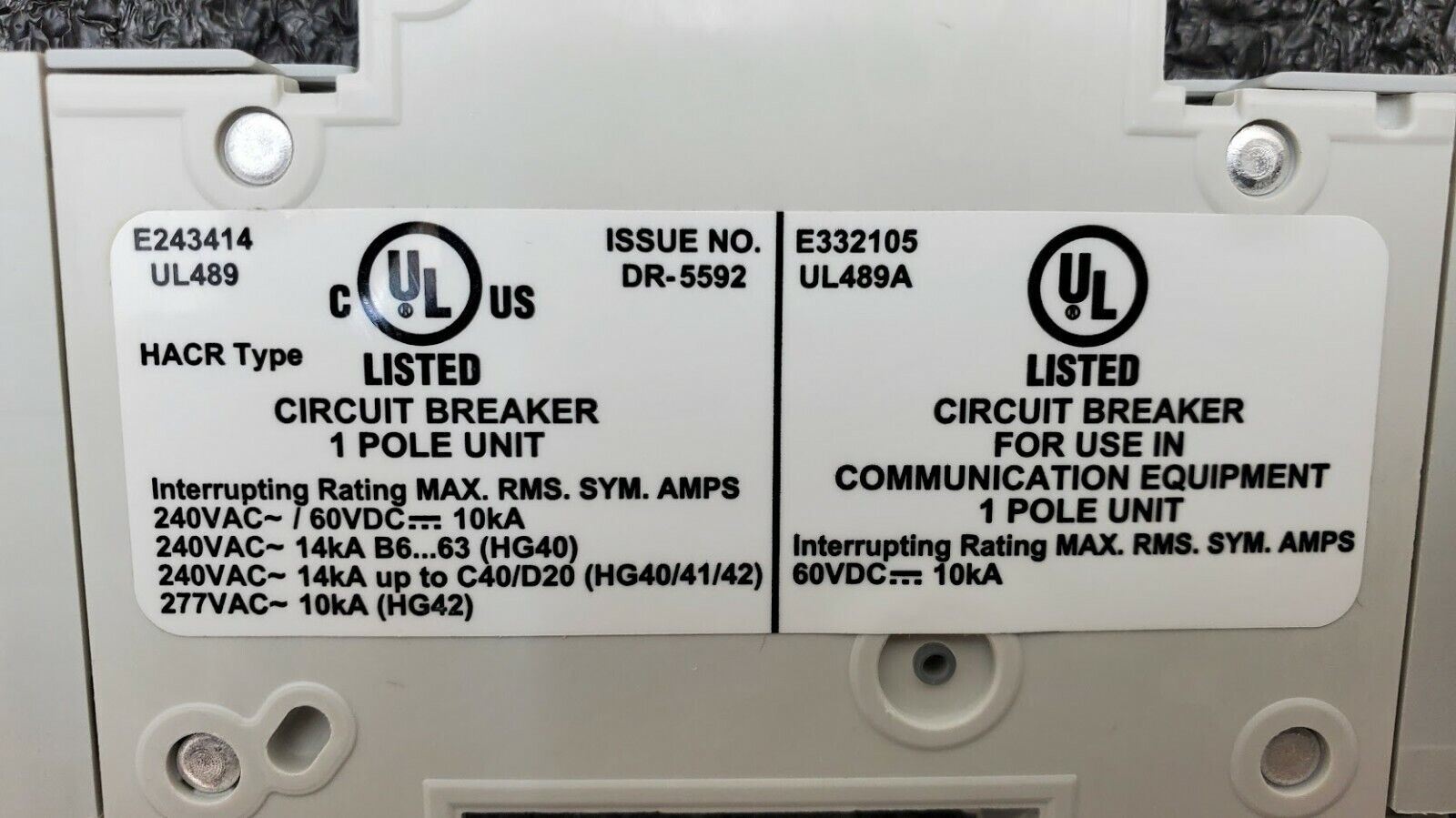 SIEMENS 5SJ4104-7HG41 Circuit Breaker 5SJ41, 4A, 240 V, 50/60Hz Type HSJ 1-Pole