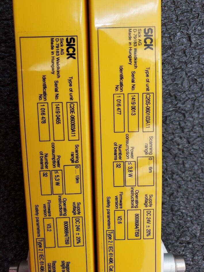 SICK C2000 C20S-060103A11 C20E-060303A11 Light Safety Beam Curtain 600mm x 6M