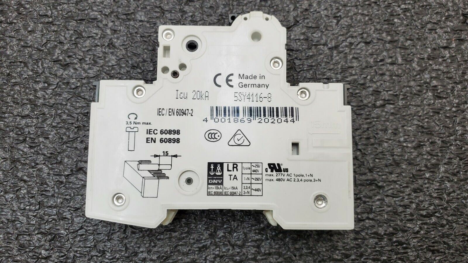SIEMENS 5SY41 MCB D16 Single Pole CIRCUIT BREAKER / 5SY4116-8 / ~230-400V / 5A