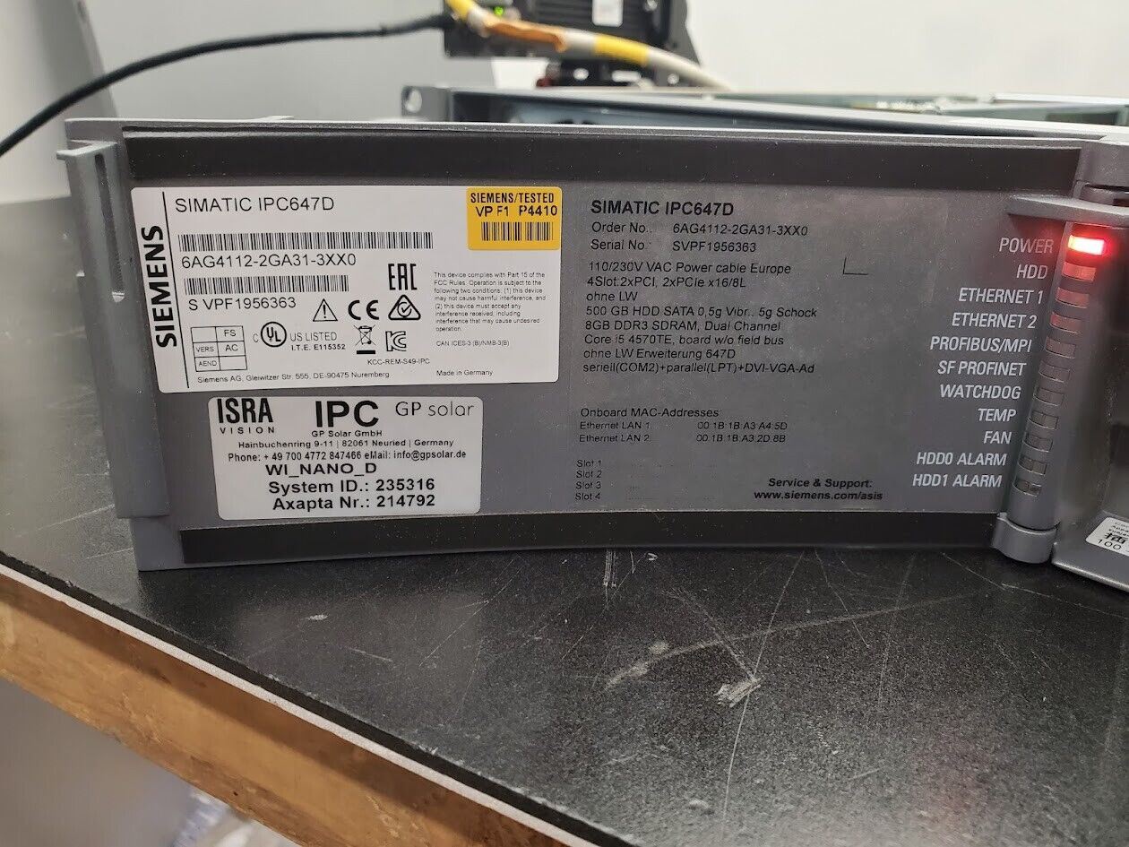 Polytec Goodrich SUI LDH Siemens IPC647D LineScan Camera Inspection System