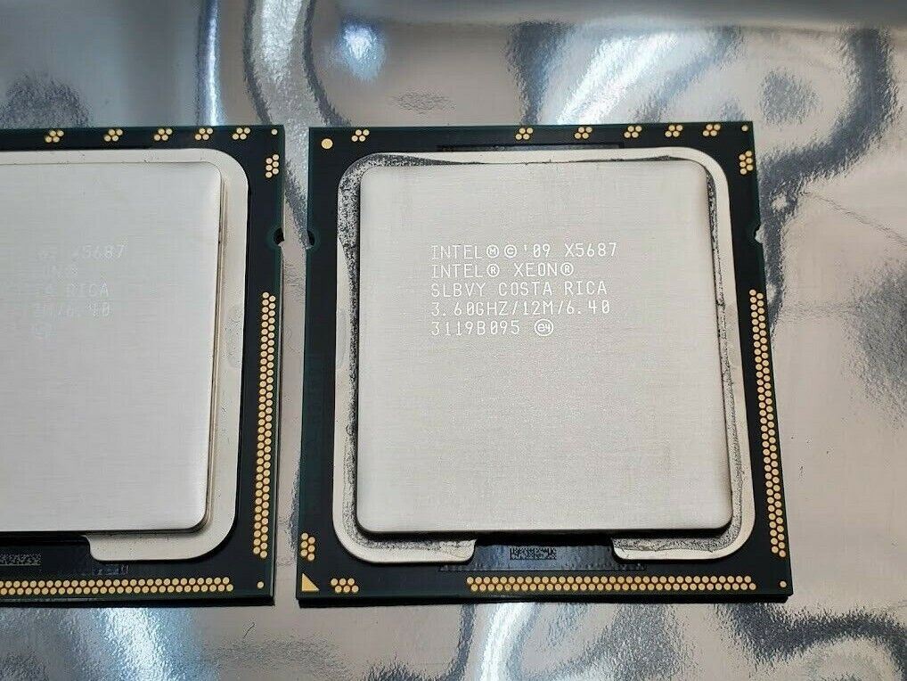 Matching pair Intel Xeon X5687 CPU 4-Core 3.6 GHz 12M SLBVY LGA 1366 Processor