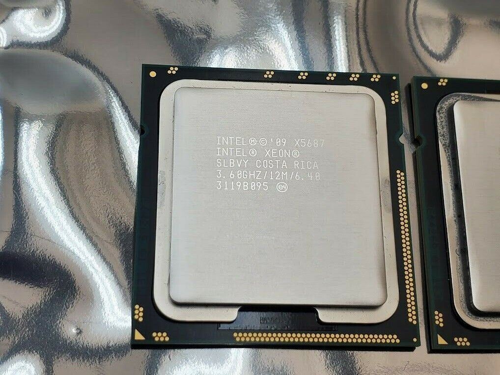 Matching pair Intel Xeon X5687 CPU 4-Core 3.6 GHz 12M SLBVY LGA 1366 Processor