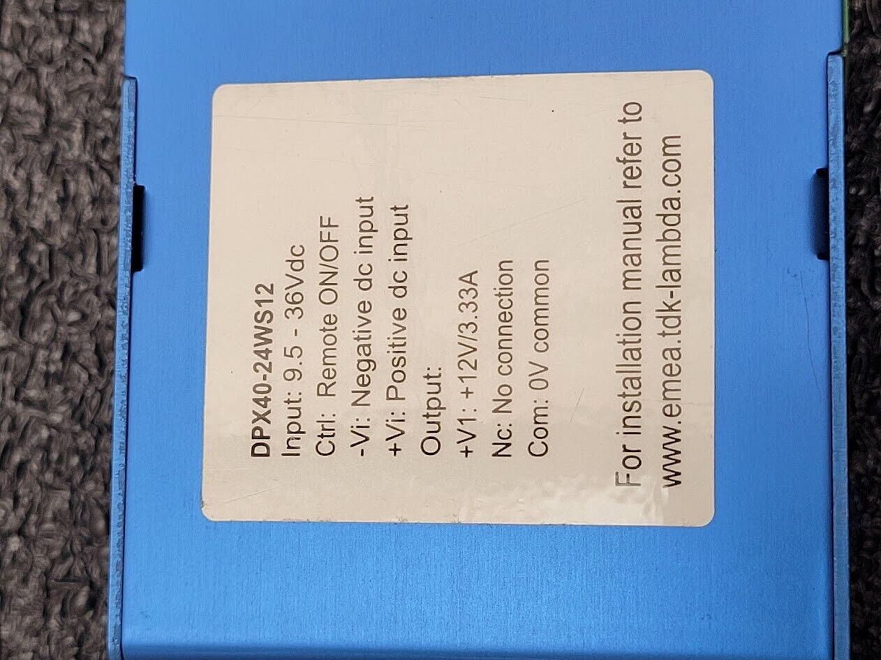 TDK Lambda DPX40-24WS12 DC-DC Converter Input: 9.5-36Vdc Output: 12VDC 3.33A 40W
