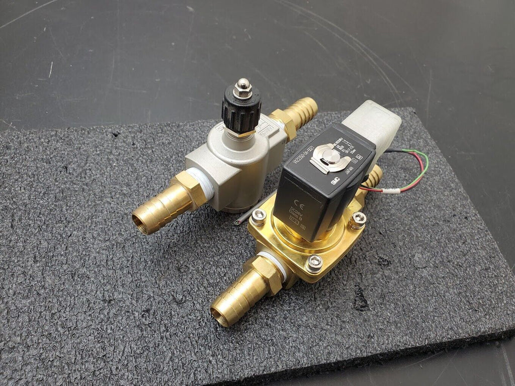 SMC 1" Solenoid VXZ2350-06-5DZ1 Valve 24VDC 3/4" ID Hose Barb AS500 Flow Control