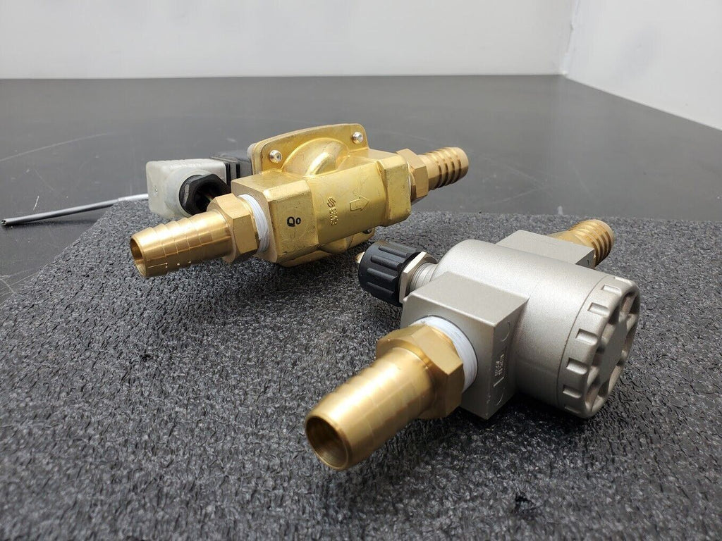 SMC 1" Solenoid VXZ2350-06-5DZ1 Valve 24VDC 3/4" ID Hose Barb AS500 Flow Control