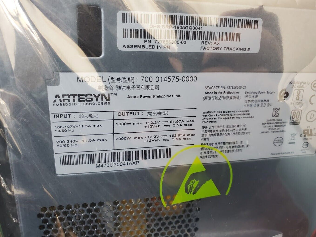 Artesyn 700-014575-0000 727656300-03 Hot Swap Server Power Supply 2000W