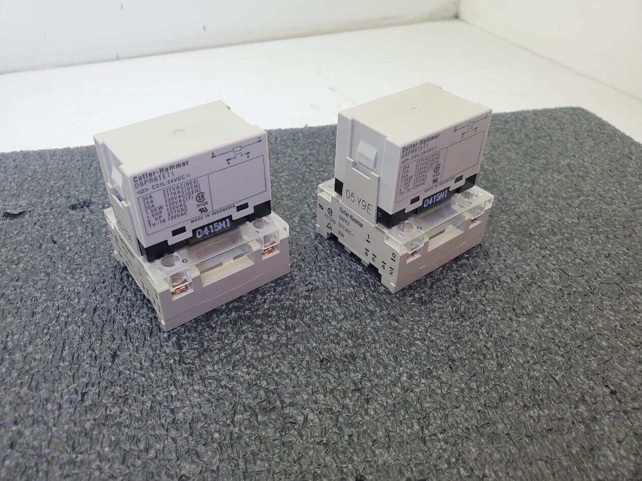 2x Cutler Hammer 24VDC Coil D8PR6TET1 120-277V 30A General Purpose Relay