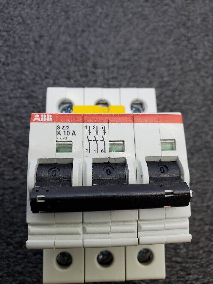 ABB S223 K10A 10 Amp 3 Pole Circuit Breaker S 223 K 10 A S223K10A E76126 3 Phase