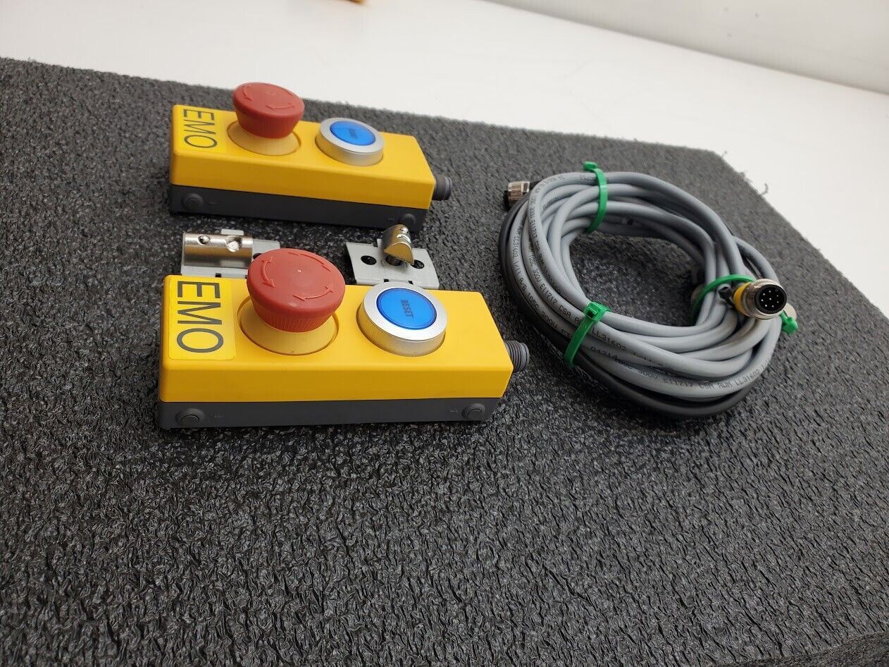 Lot of 2 SICK Emergency Stop EMO ESTOP / Reset ES11-SC4D8 / ES11SC4D8 w/ cables