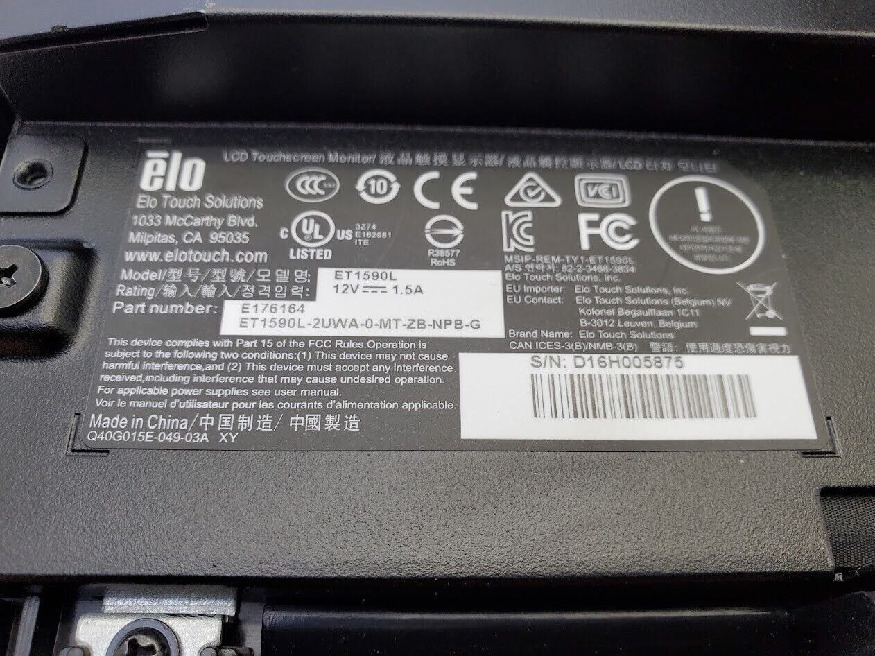 ELO LCD Touch Screen Monitor Open Frame Touch Panel 15" ET1590L Industrial