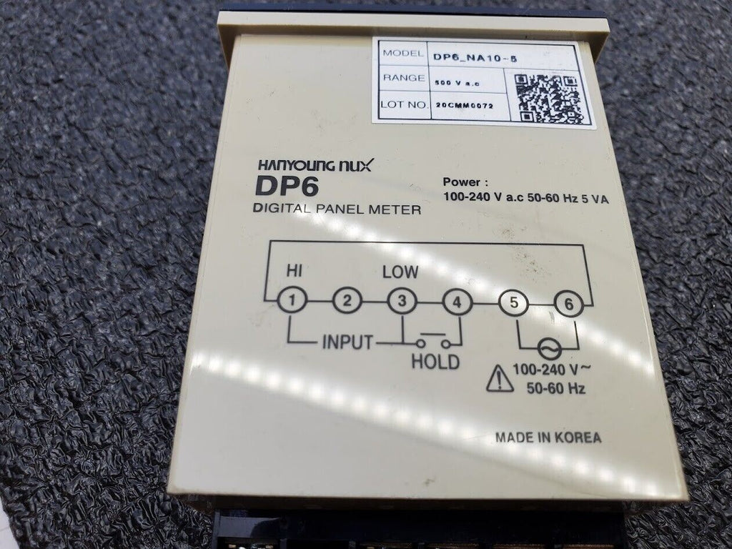 Hanyoung NUX DP6 Digital Panel Meter DP6_NA10-5 100-120VAC 50-60Hz 500VAC Range