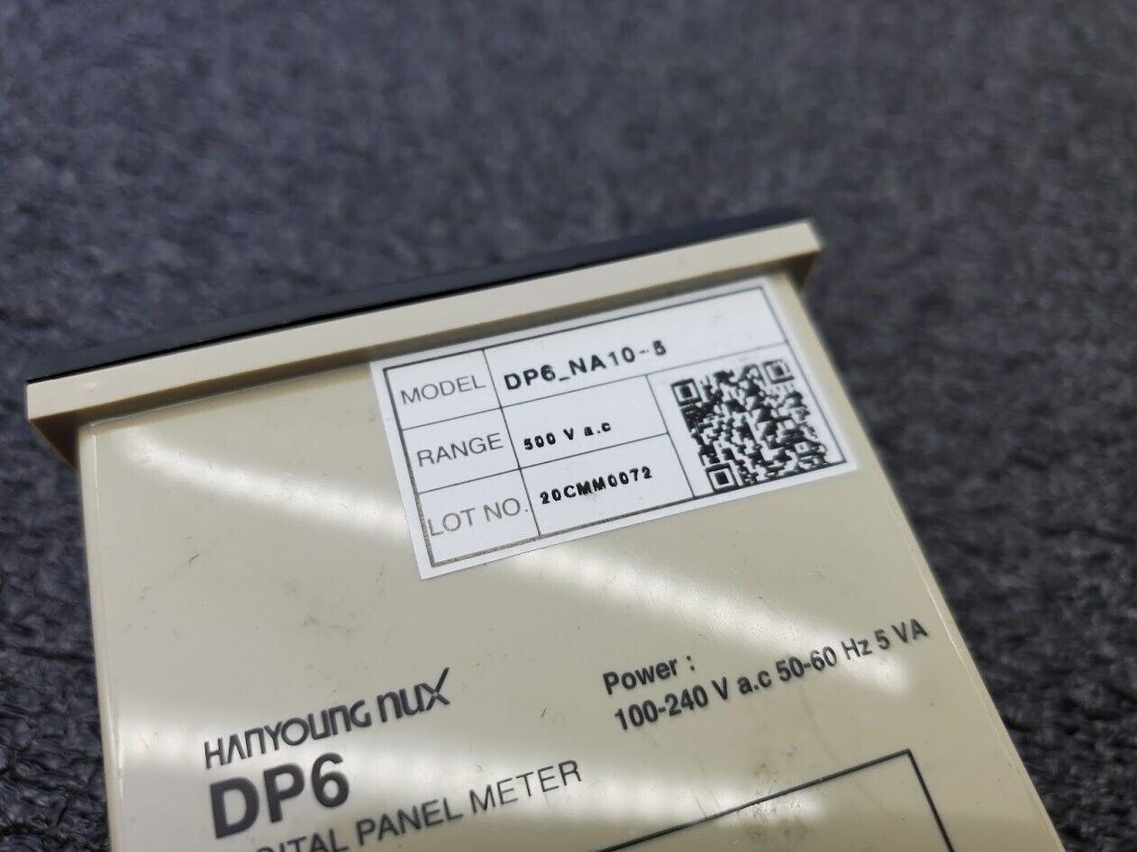 Hanyoung NUX DP6 Digital Panel Meter DP6_NA10-5 100-120VAC 50-60Hz 500VAC Range