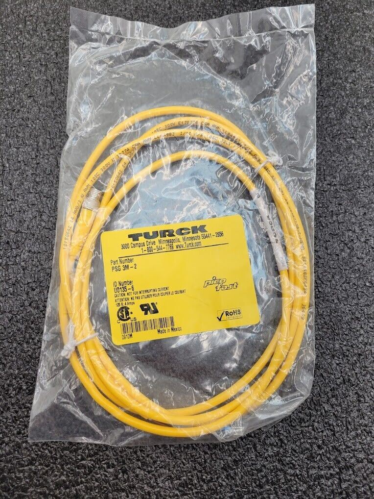 Turck Pico Fast PSG 3M-2 M8 Male 3 Pin Pigtail Breakout Cordset