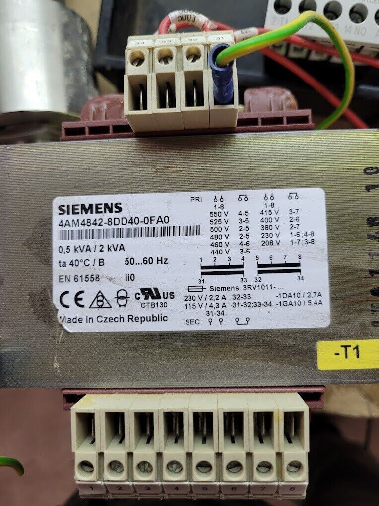 Siemens 4AM4842-8DD40-0FA0 Transformer 0.5/2.0kVA 480V 3P to 115-230V 1PH