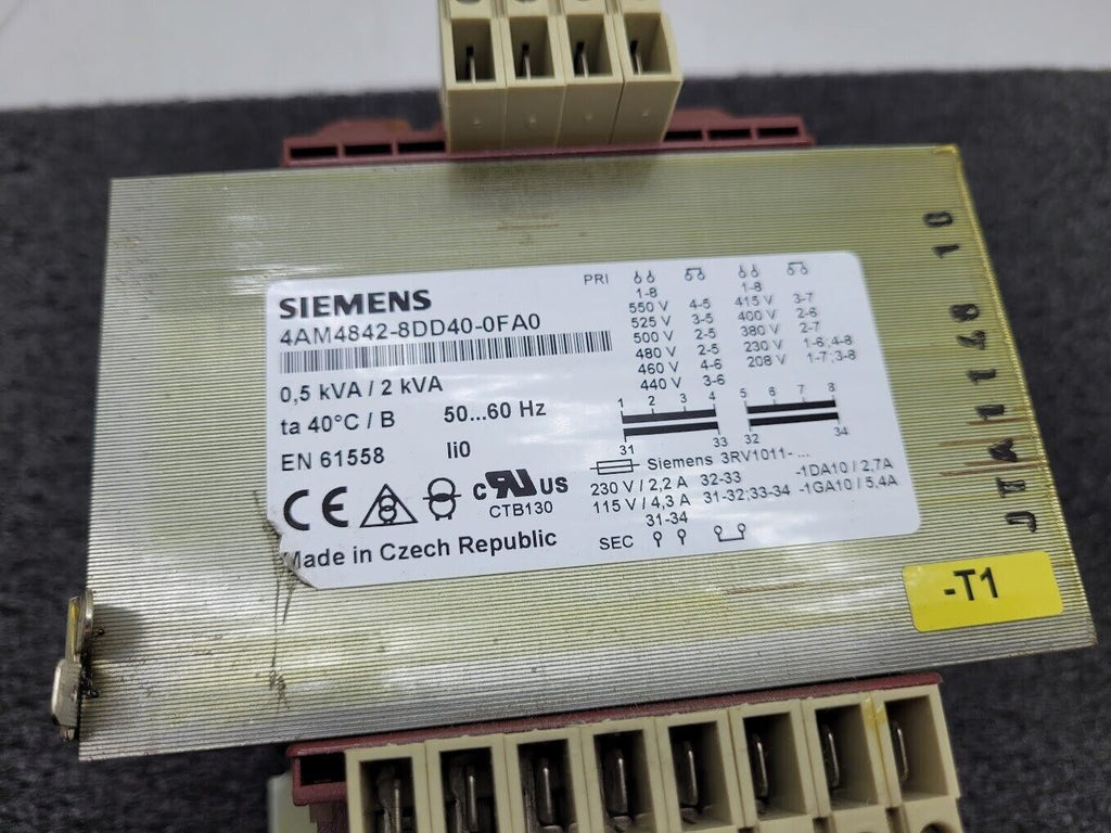 Siemens 4AM4842-8DD40-0FA0 Transformer 0.5/2.0kVA 480V 3P to 115-230V 1PH