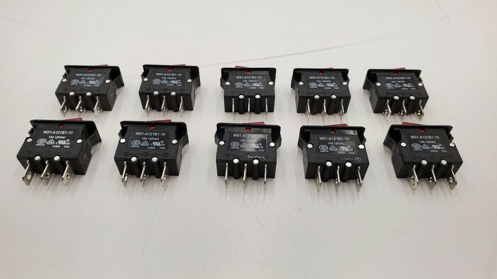 Lot of 10 TE Potter & Brumfield W51-A121B1-10 Thermal Circuit Breaker 10A 125VAC