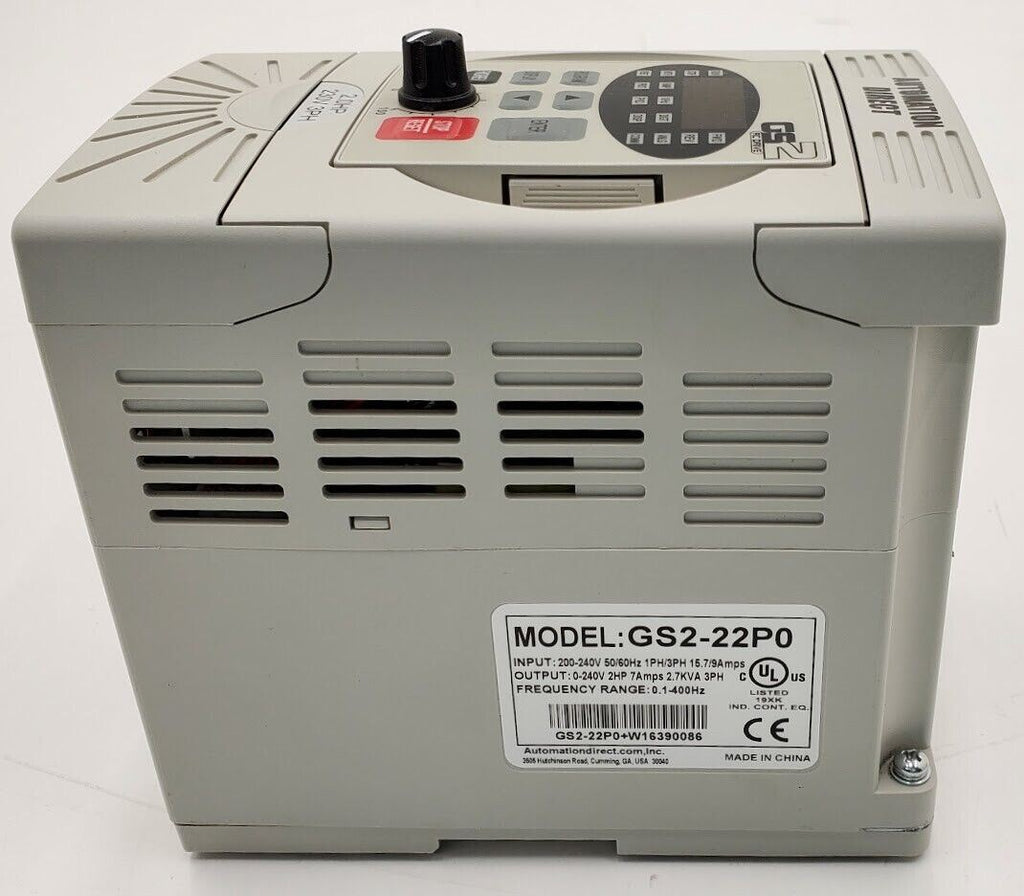 AUTOMATION DIRECT GS2-22P0 AC Micro Drive 230V 1PH In, 3PH Out, 0.1-400Hz, 2.0HP