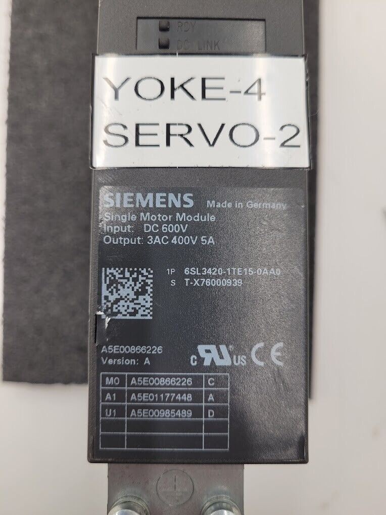 Siemens Sinamics 6SL3420-1TE15-0AA0 Single Motor Module Servo Drive 3Ph 400 "B"