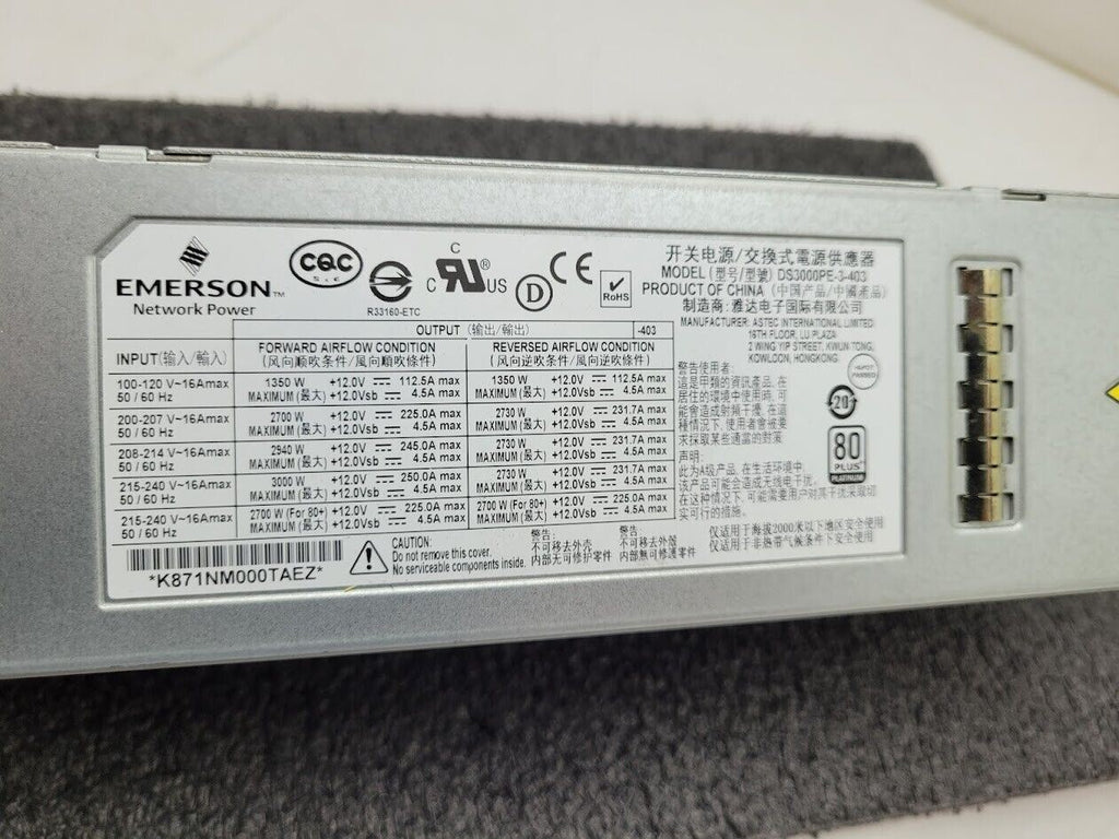 Emerson DS3000PE-3-403 12V 3000W Server Power Supply K871NM000TAEZ