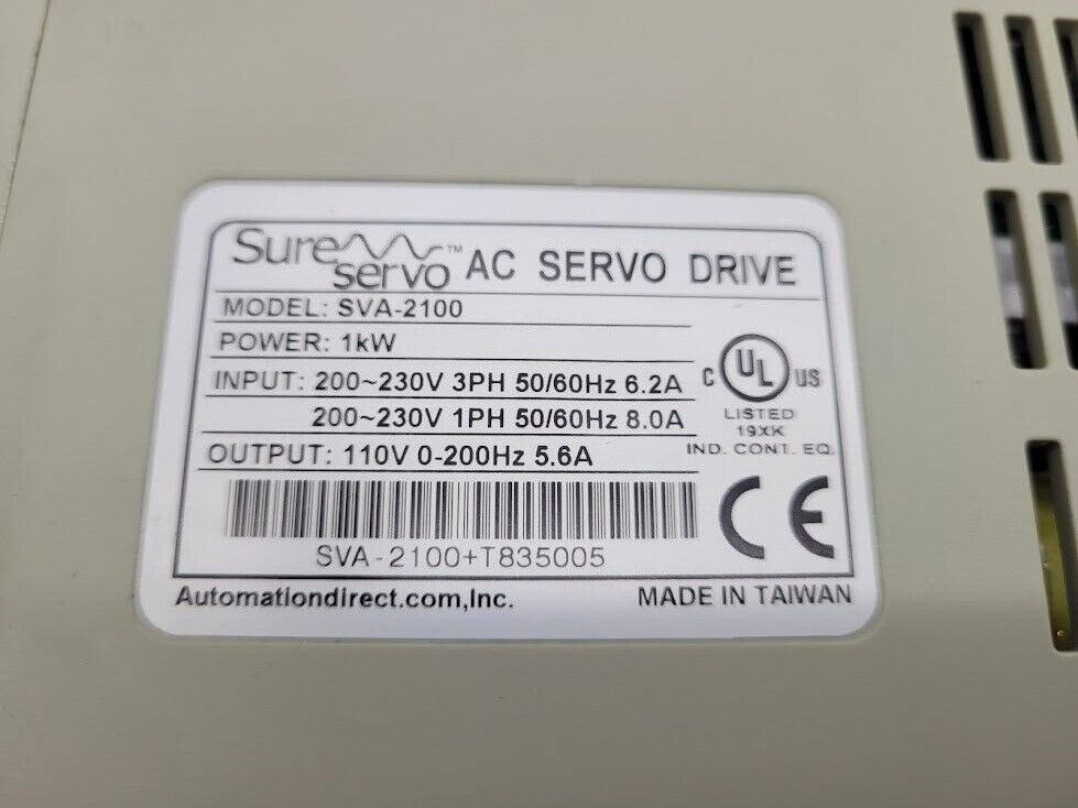 Sure Servo SVA-2100 Automation Direct AC 0-200Hz Drive 1 kW 230VAC 1PH or 3PH