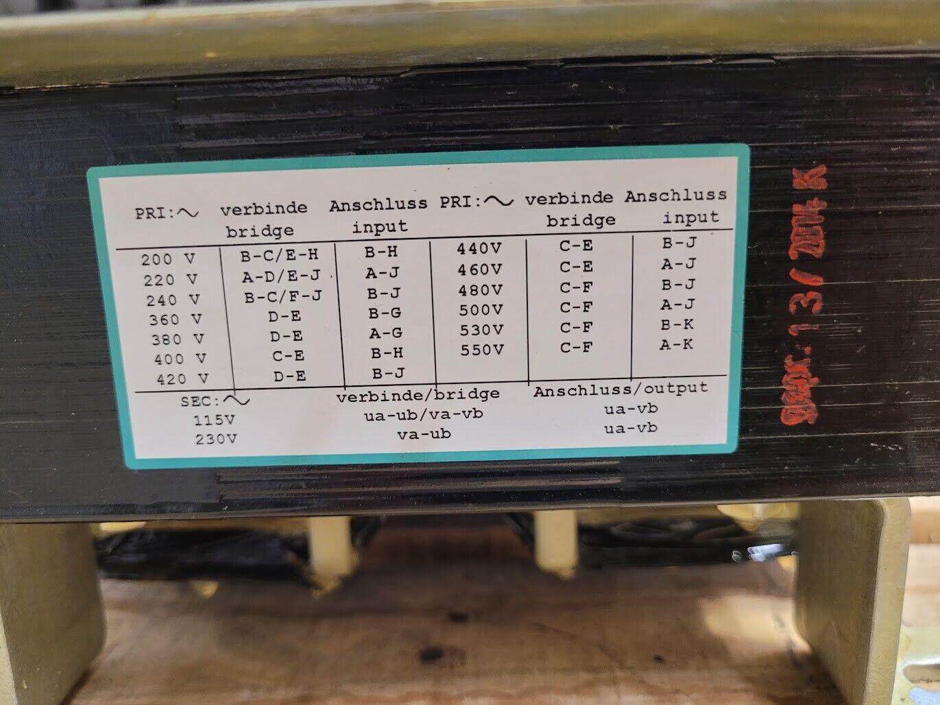 SBA 190-0075 200-550V Primary to 2x 115V or 230V Secondary Step Down Transformer