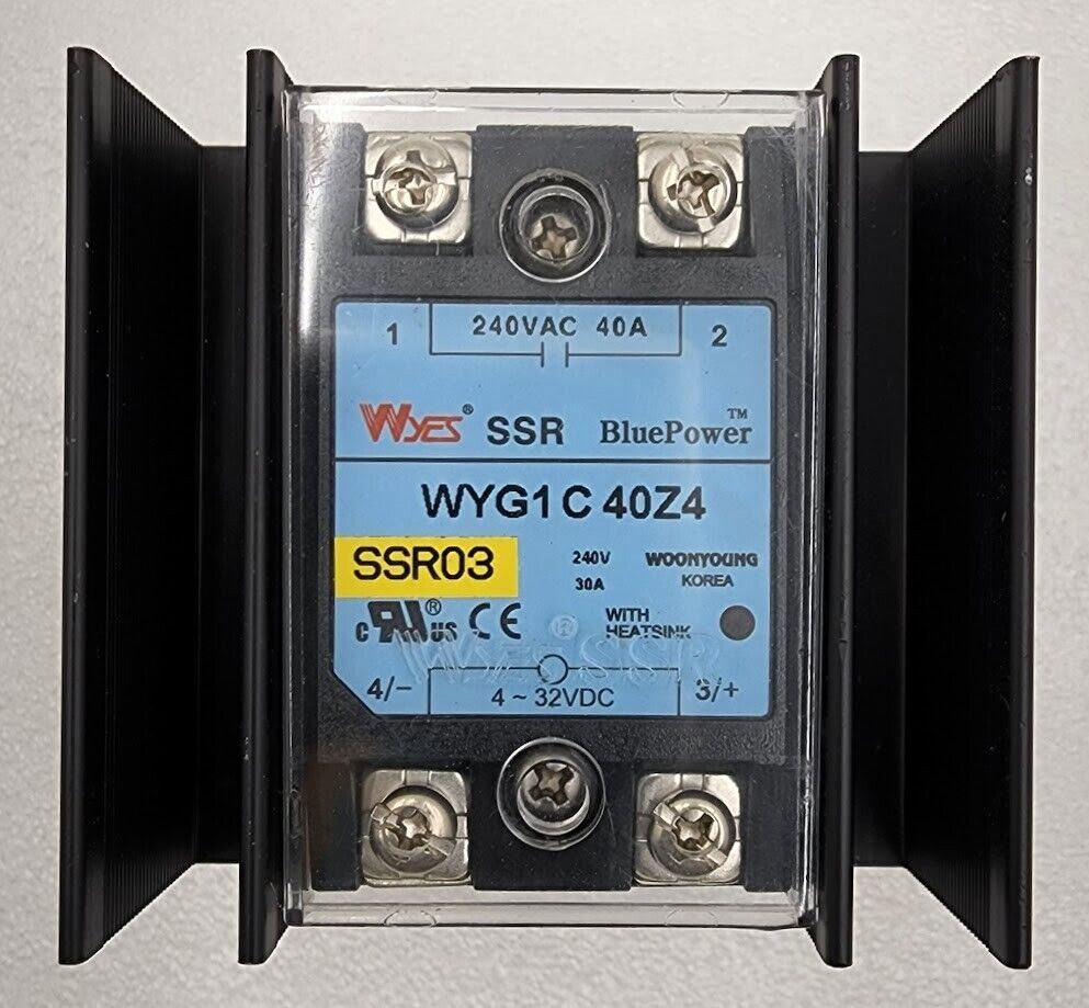 WYES SSR WYG1C40Z4 Solid State Relay w/ Heatsink DIN Rail Mount Cover 240VAC 40A