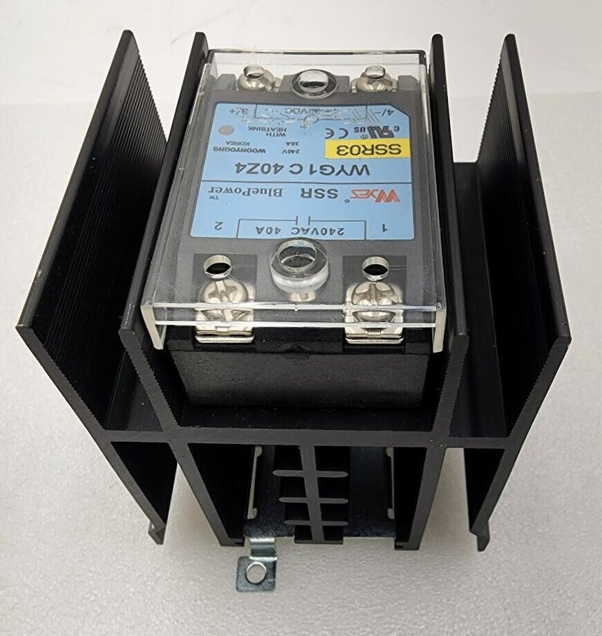 WYES SSR WYG1C40Z4 Solid State Relay w/ Heatsink DIN Rail Mount Cover 240VAC 40A