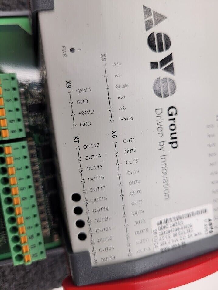 ASYS QDIO 24/24/2 PLC Controller 24VDC 8A 24 Output 24 Input 4 wire encoder IN