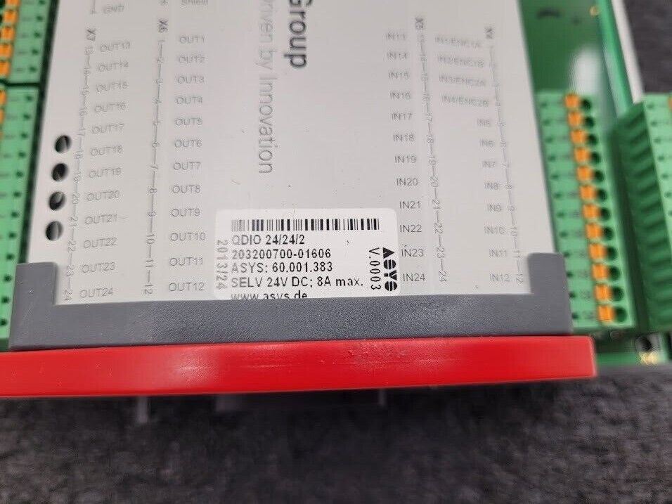 ASYS QDIO 24/24/2 PLC Controller 24VDC 8A 24 Output 24 Input 4 wire encoder IN