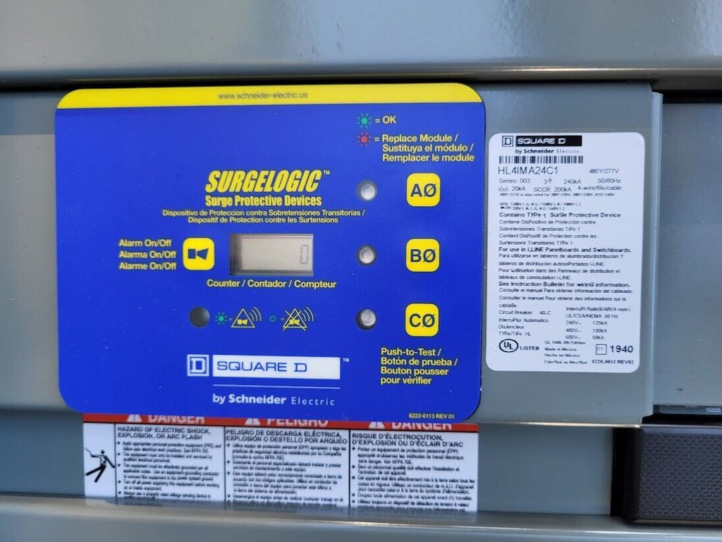 SQUARE D HL4IMA24C1 60amp Surgelogic Breaker Panel HC4286WP Cabinet +12 Breakers