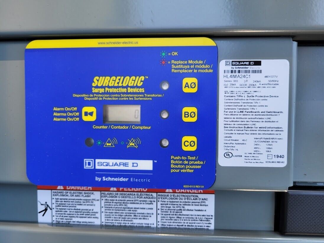 SQUARE D HL4IMA24C1 60amp Surgelogic Breaker Panel HC4286WP Cabinet +12 Breakers