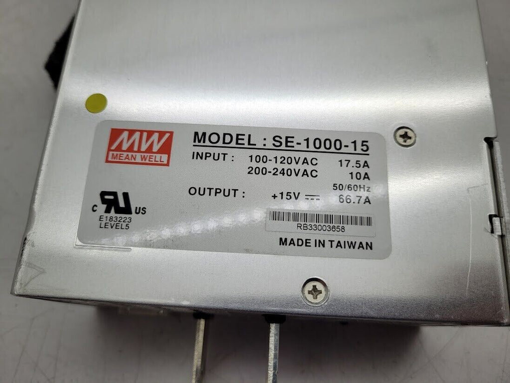 MW Mean Well SE-1000-15 Switching Power Supply 15VDC 66.7A 100-220VAC Input