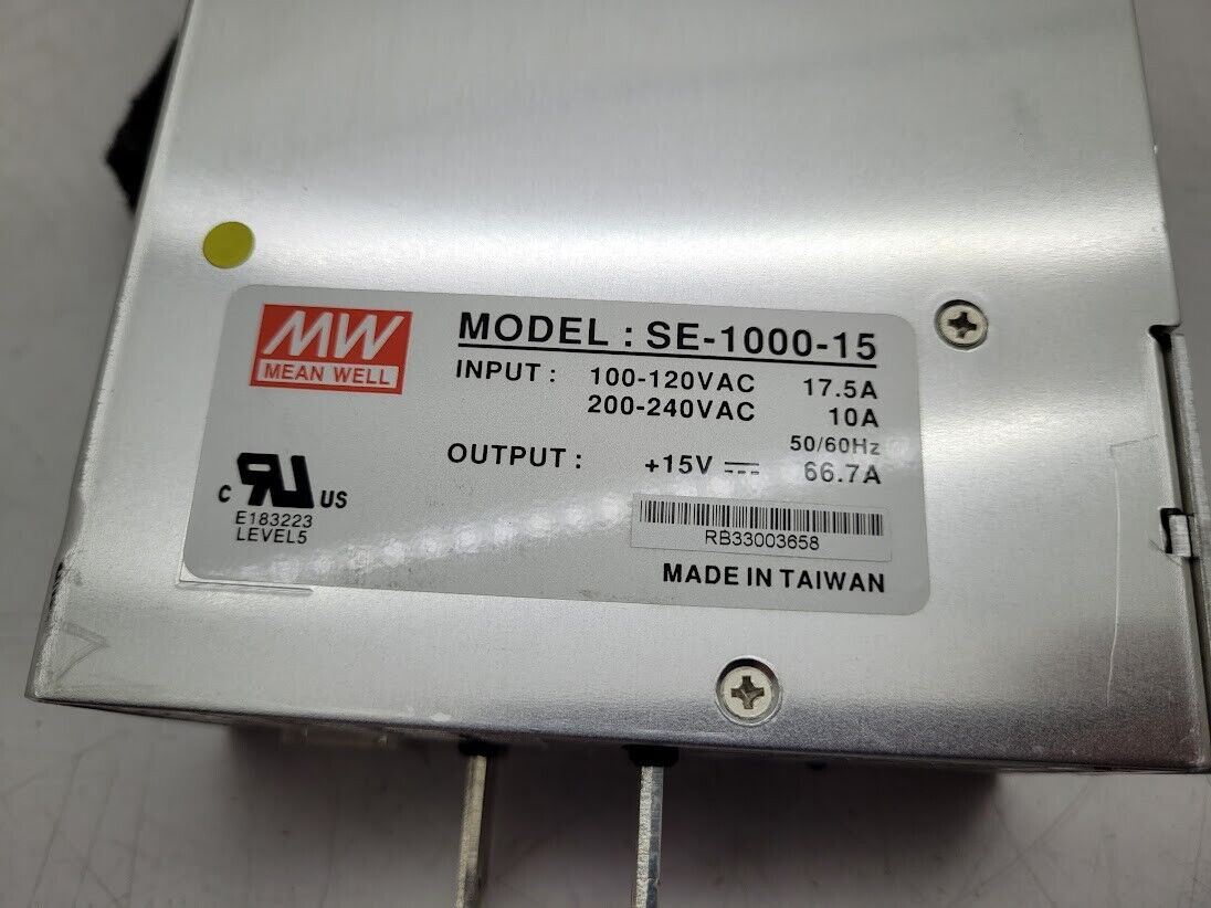 MW Mean Well SE-1000-15 Switching Power Supply 15VDC 66.7A 100-220VAC Input