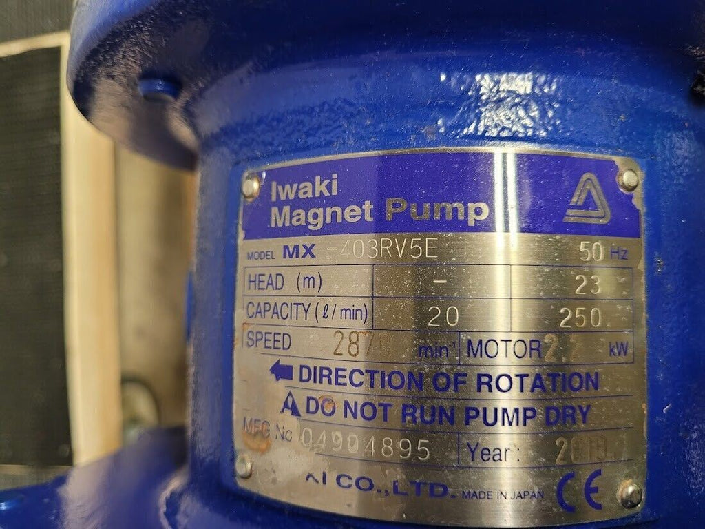 Iwaki MX-403RV5E GFRPP Magnet Drive Pump 2.2kW 230/400V 20-250l/m 23m Head 50Hz