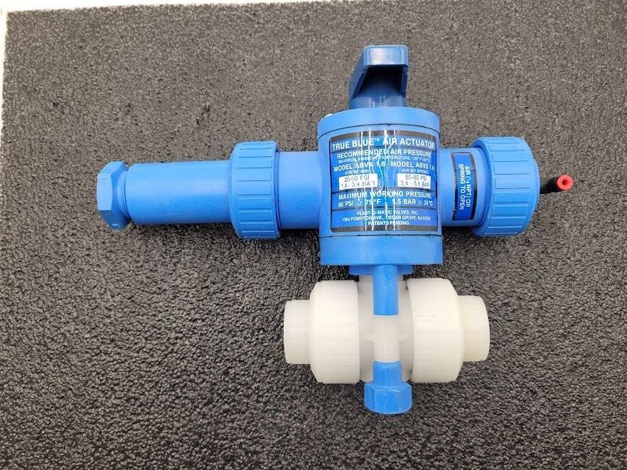 Plast-O-Matic 1"  Air / Spring Actuator Valve ABVS 1.6 Viton Seals