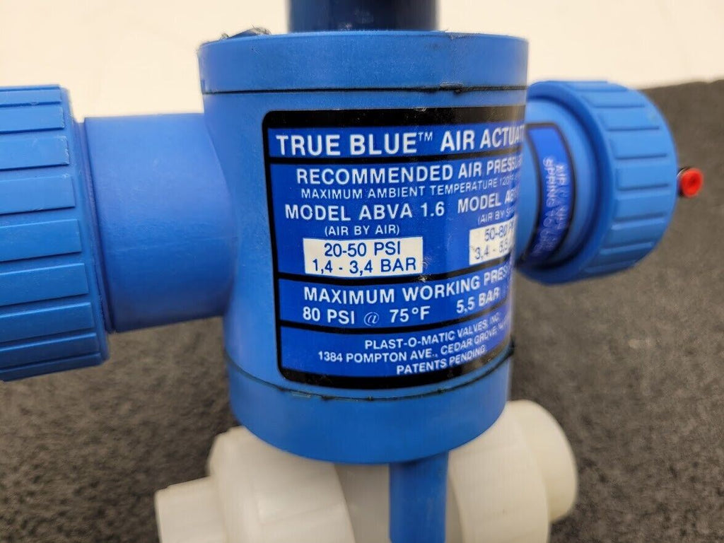 Plast-O-Matic 1"  Air / Spring Actuator Valve ABVS 1.6 Viton Seals