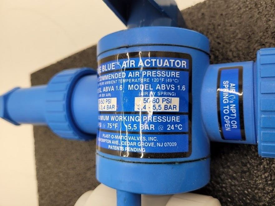 Plast-O-Matic 1"  Air / Spring Actuator Valve ABVS 1.6 Viton Seals