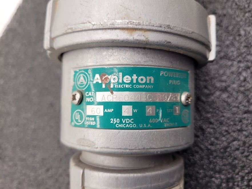 Appleton Powertite Plug ACP6044BC 60 Amp 4W 4P Male Plug 250VDC 600VAC