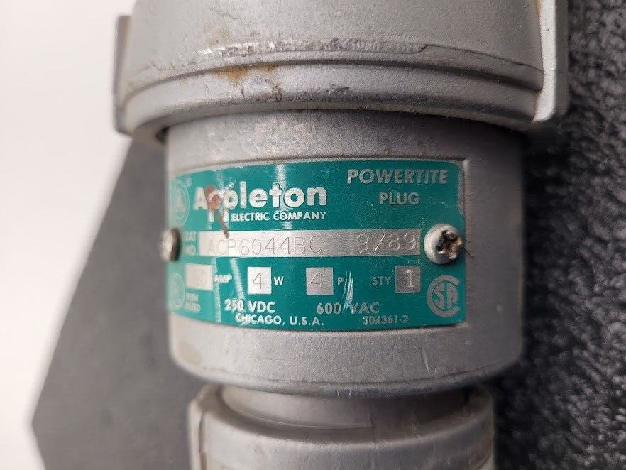 Appleton Powertite Plug ACP6044BC 60 Amp 4W 4P Male Plug 250VDC 600VAC