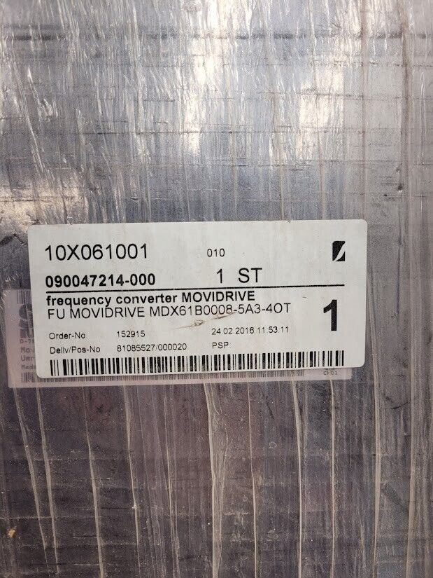 SEW Eurodrive MDX61B0008-5A3-4-OT MOVIDRIVE Servo Drive New Old Stock from 2016