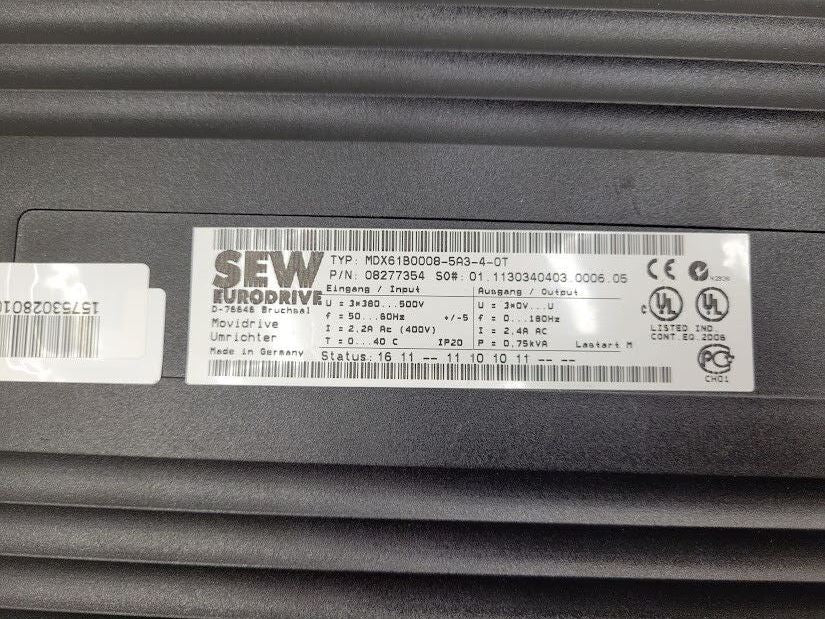 SEW Eurodrive MDX61B0008-5A3-4-OT MOVIDRIVE Servo Drive New Old Stock from 2016