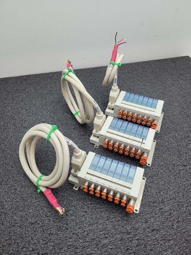 3 Valve Block Lot with 7x SMC V110T-D5NCZ-N3 Solenoid Valve 1/4" input 4mm out