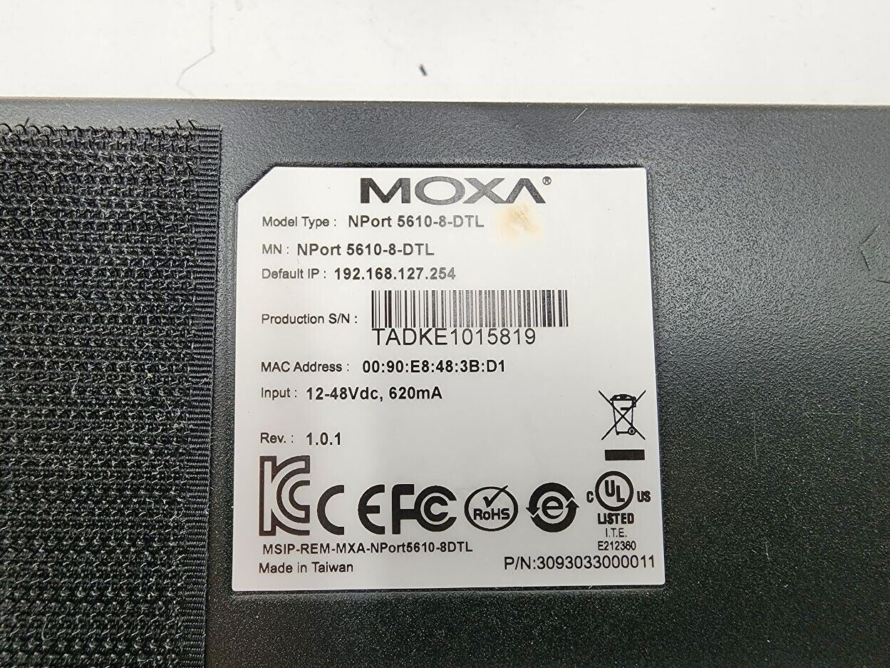 Moxa NPort 5610-8-DTL V1.0.1 Serial Device Server MSIP-REM-MXA-NPort5610-8DTL