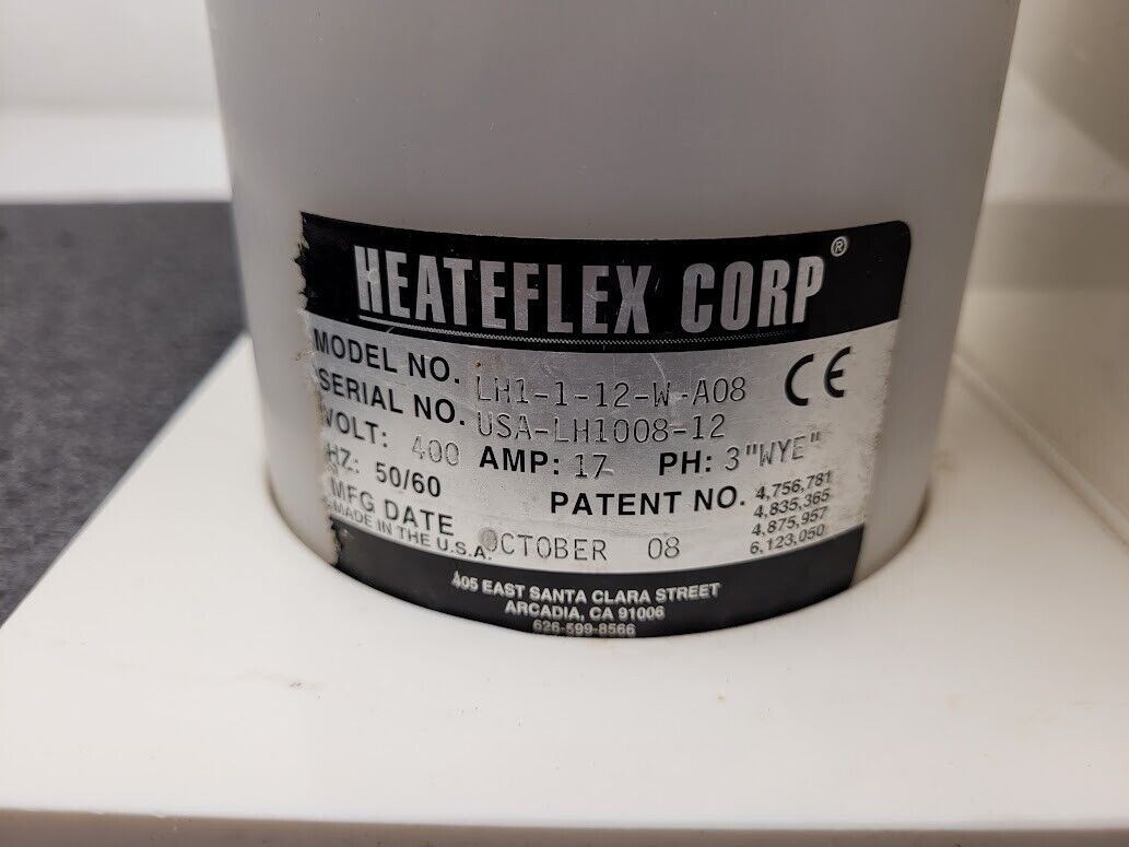 Heateflex LH1-1-12-W-A08 400V 17A 3Ph Ultra Pure Fluid Heater 6.8kW PVDF/PFA