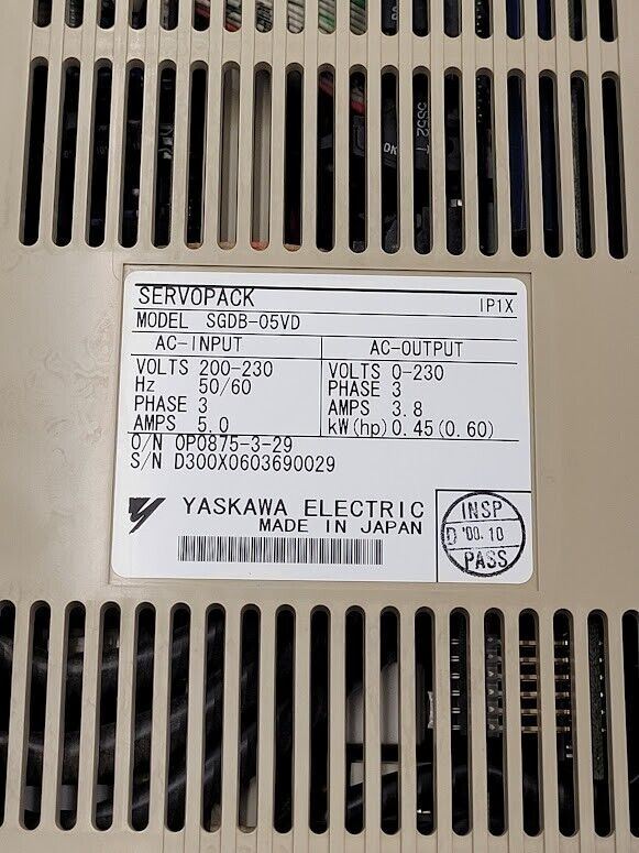 Yaskawa ServoPack Servo Motor Drive SGDB-05VD 1/2HP SCM Tech 80