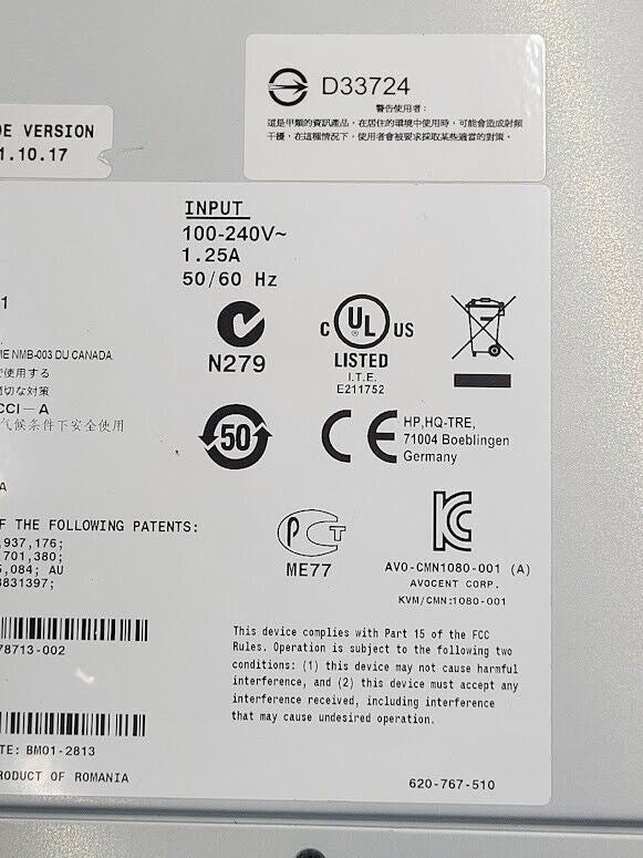 HP AF619A 578713-002 32-Port KVM Server Console Switch 100-240VAC