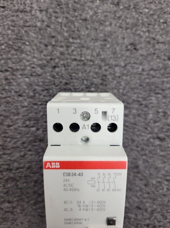 ABB DIN Rail Contactor ESB24-40 24V AC/DC 40-450Hz 24A 240-480VAC